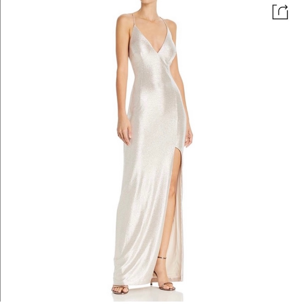 Aidan Mattox Metallic Gown Silver Champagne Color - Never Worn - Size 6
